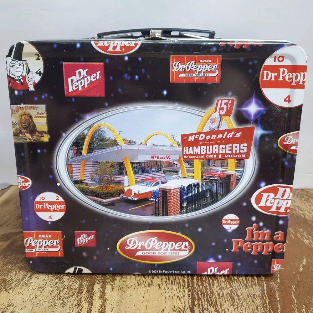 Vintage 2001 Dr Pepper McDonald's Metal Lunchbox Collectible Advertising Tin Box